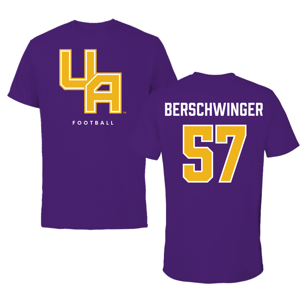 University at Albany Football Purple Block Tee - #57 Troy Berschwinger