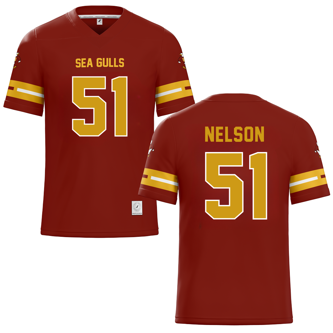 Salisbury University Red Football Jersey - #51 Matt Nelson