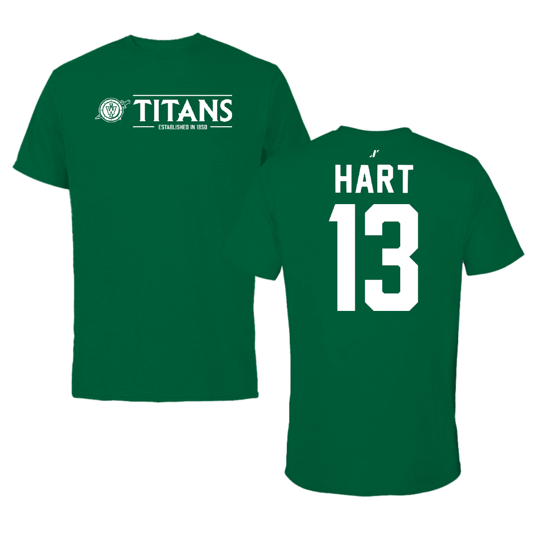 Illinois Wesleyan University Football Green General Performance Tee - #13 Shyne Hart
