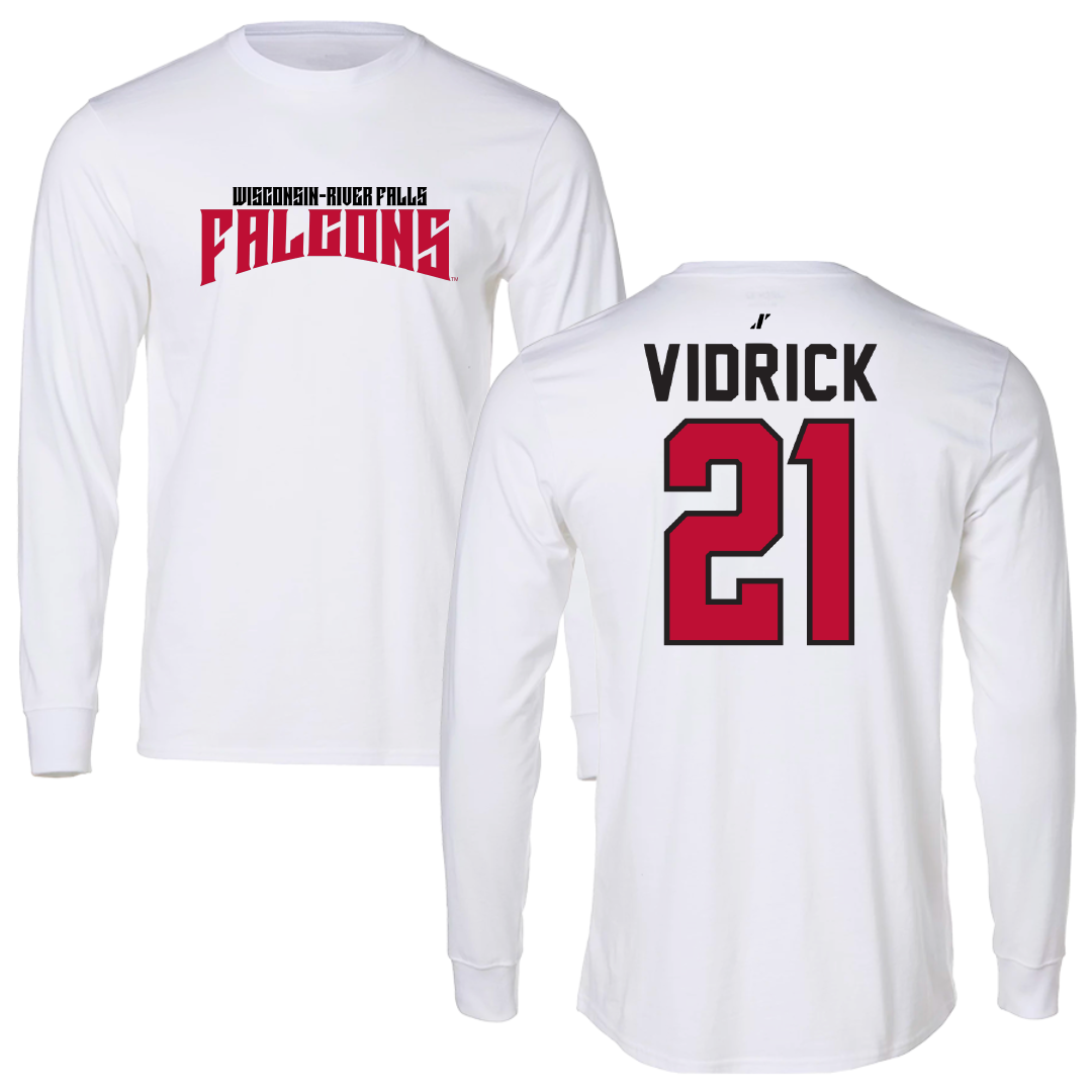University of Wisconsin-River Falls Ice Hockey White Classic Long Sleeve - #21 Anthony Vidrick