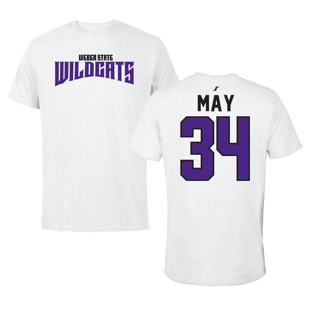 Weber State University Football White Classic Performance Tee - #34 Colter May