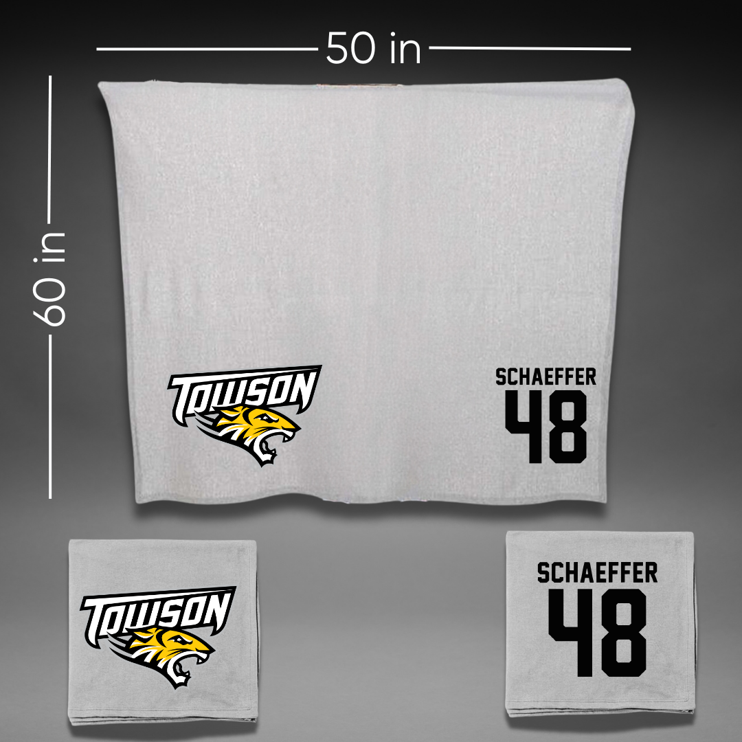 Towson University Football Gray Blanket - #48 CJ Schaeffer