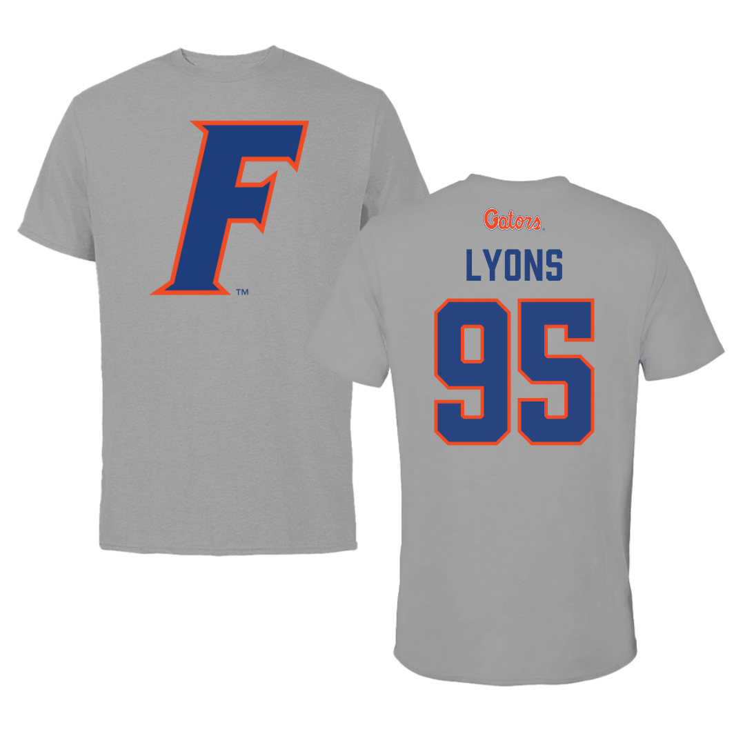 University of Florida Football Dark Gray Performance Tee - #95 Jamari Lyons