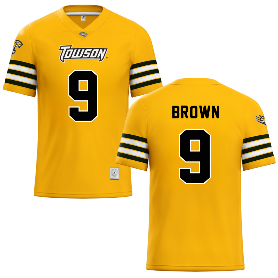 Towson University Gold Football Jersey - #9 Sean Brown