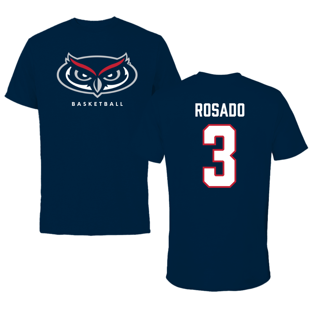 Florida Atlantic University Basketball Navy Mascot Performance Tee - #3 Giancarlo Rosado