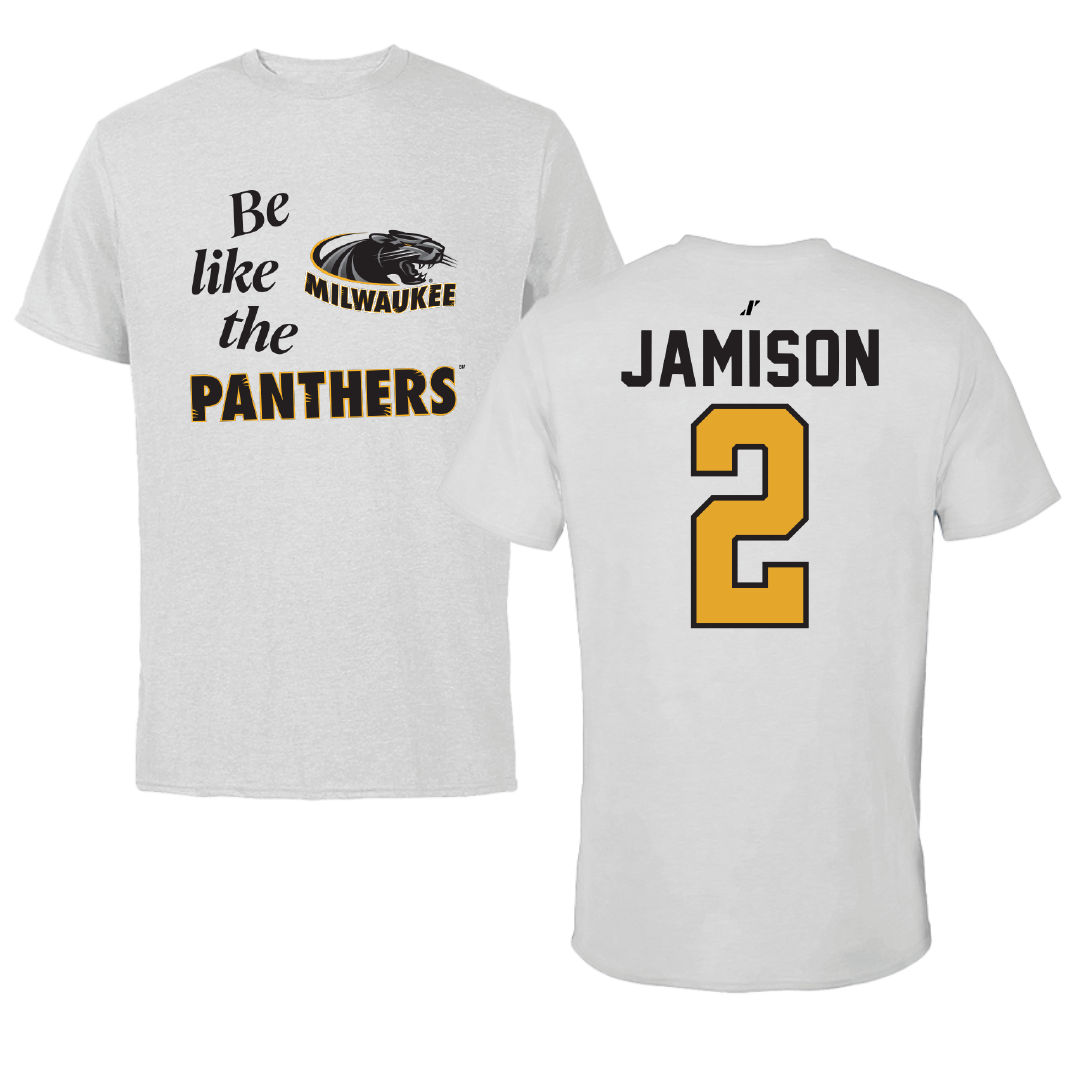 University of Wisconsin-Milwaukee Basketball Light Gray Be Like Us Tee - #2 Elijah Jamison