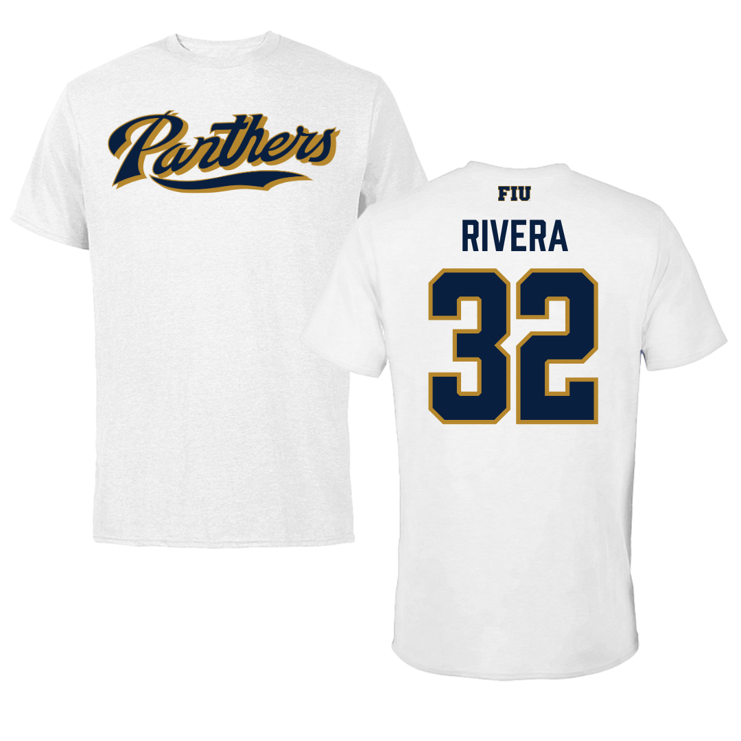 Florida International University Baseball White Tee - #32 Nelson Rivera