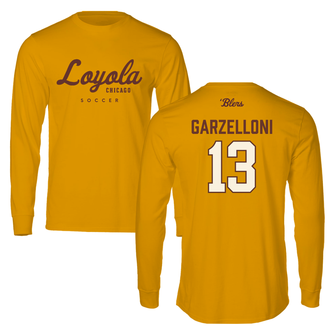 Loyola University-Chicago Soccer Gold Performance Long Sleeve - #13 Luca Garzelloni