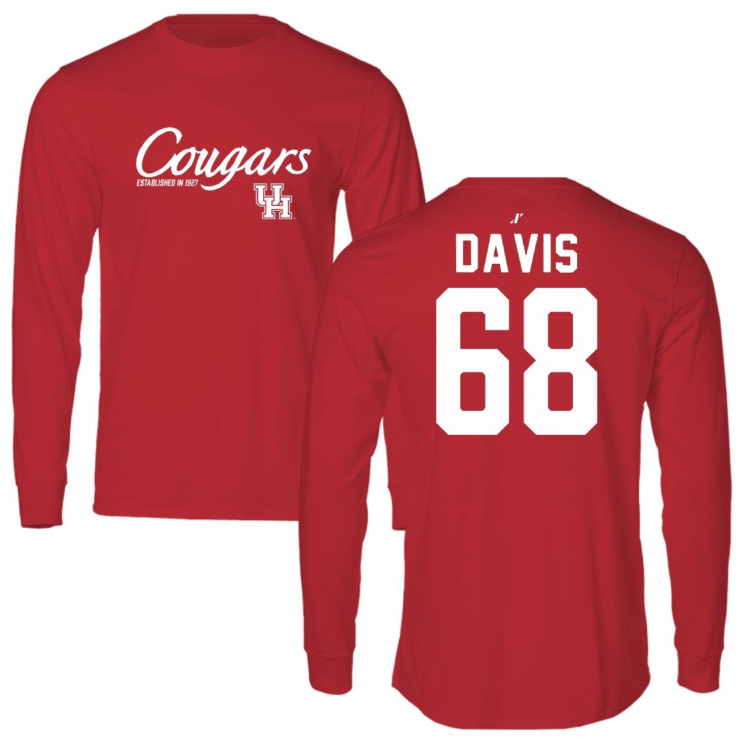 University of Houston Football Red General Long Sleeve - #68 Kaleb Davis