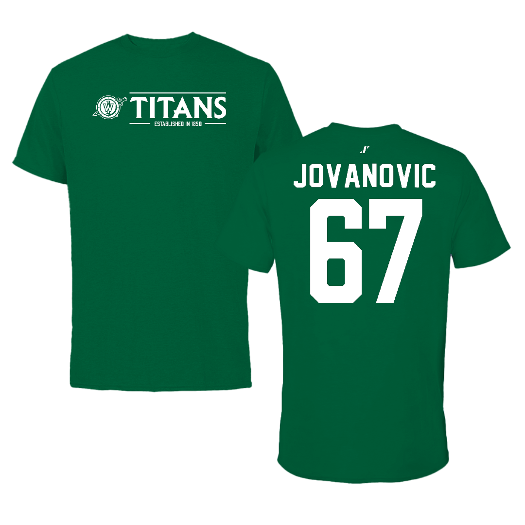 Illinois Wesleyan University Football Green General Performance Tee - #67 Mihailo Jovanovic