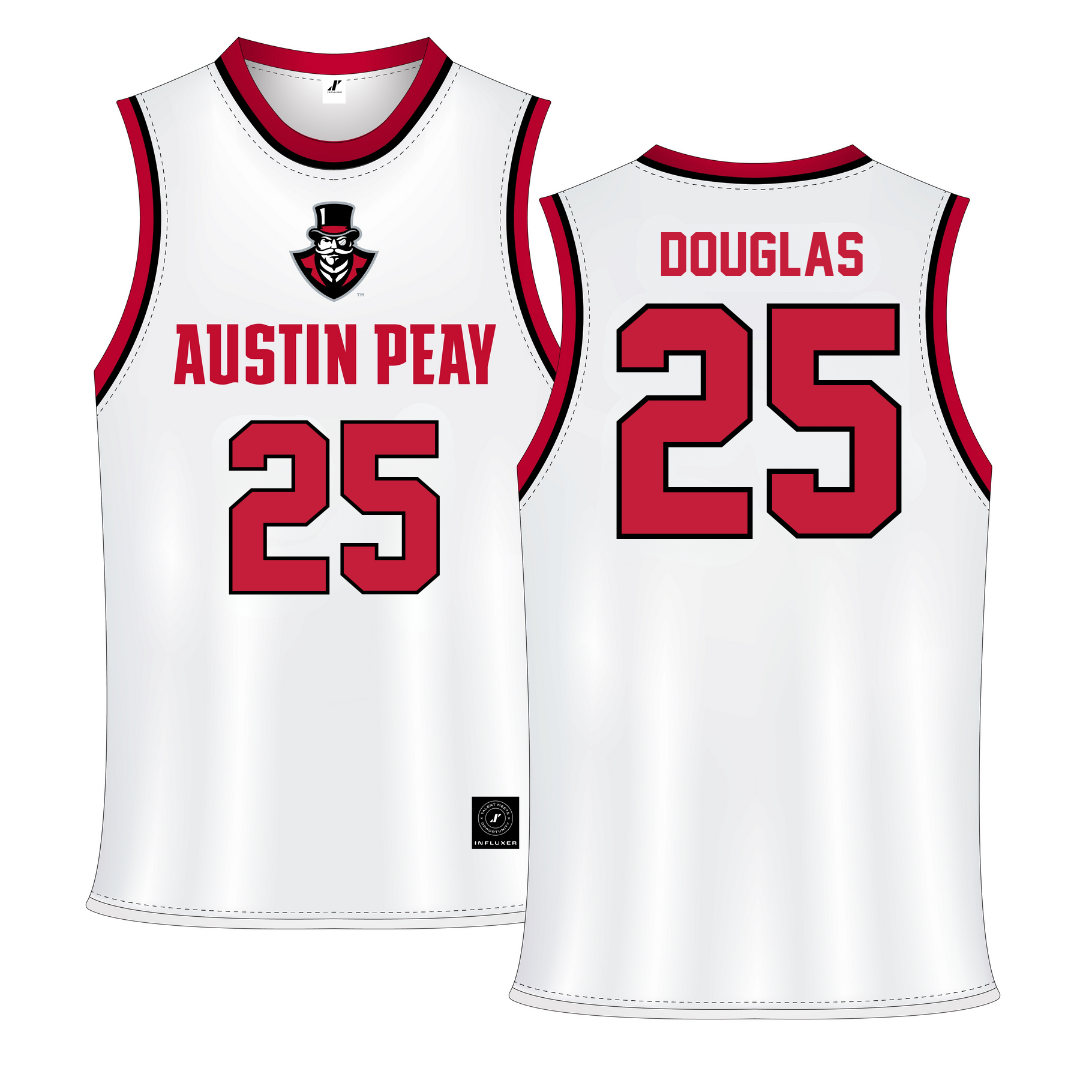 Austin Peay State University White Basketball Jersey - #25 Tiya Douglas