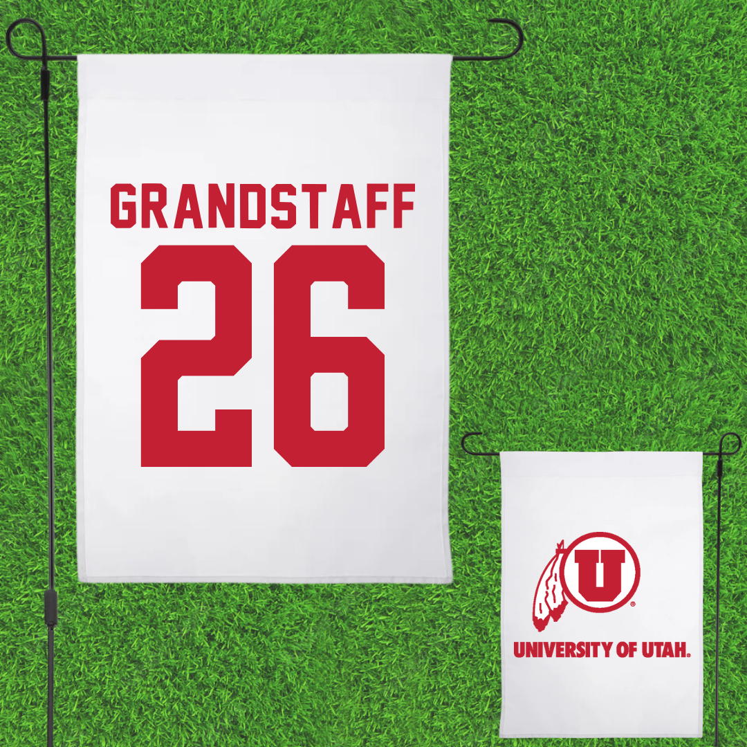 University of Utah Lacrosse White Garden Flag - #26 Brady Grandstaff
