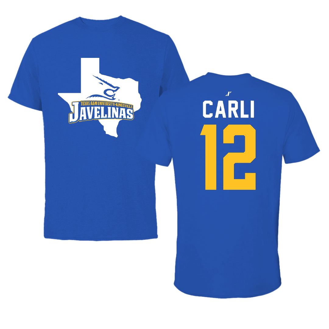Texas A&M University-Kingsville Volleyball Blue State Performance Tee - #12 Elisa Carli
