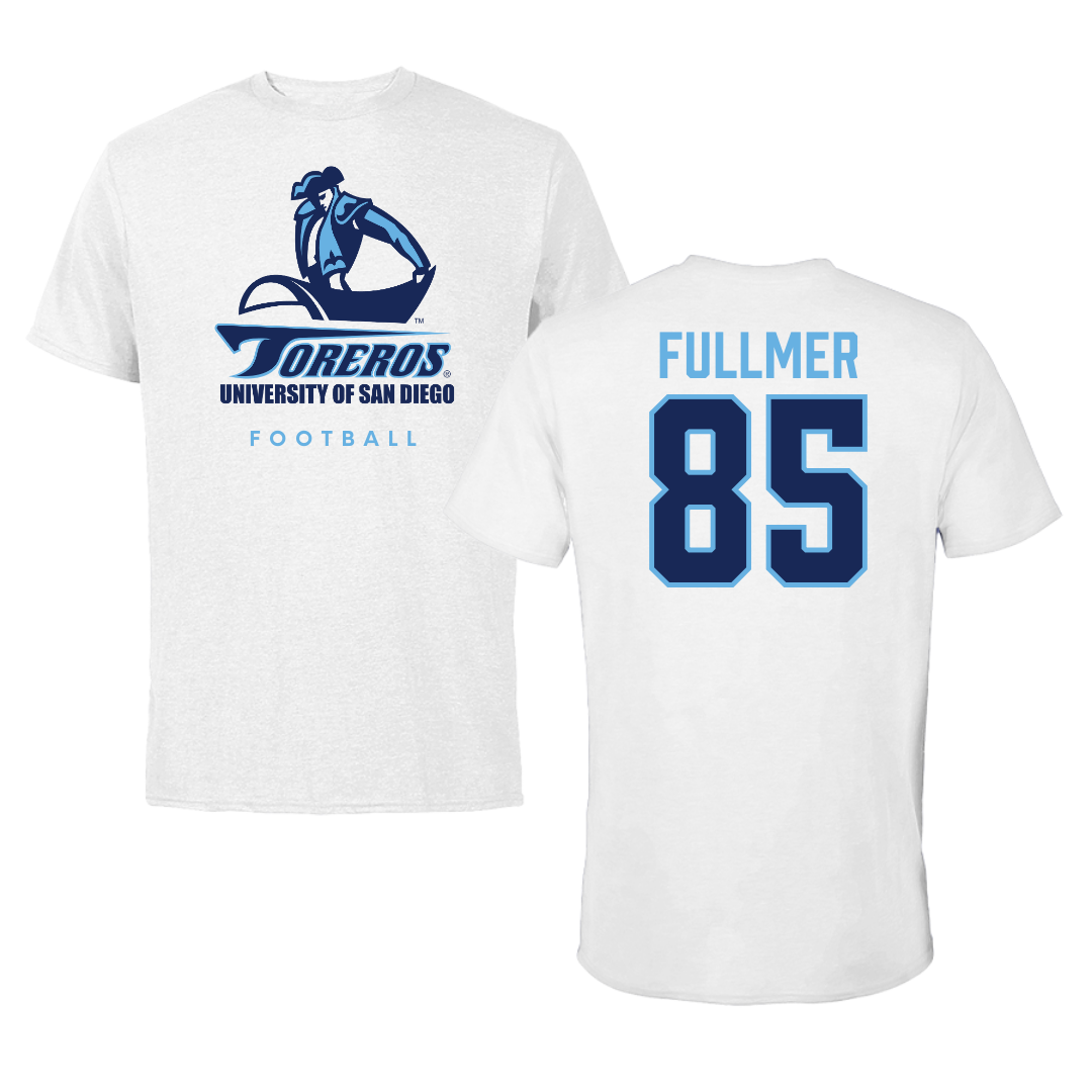 University of San Diego Football White Performance Tee - #85 Zane Fullmer