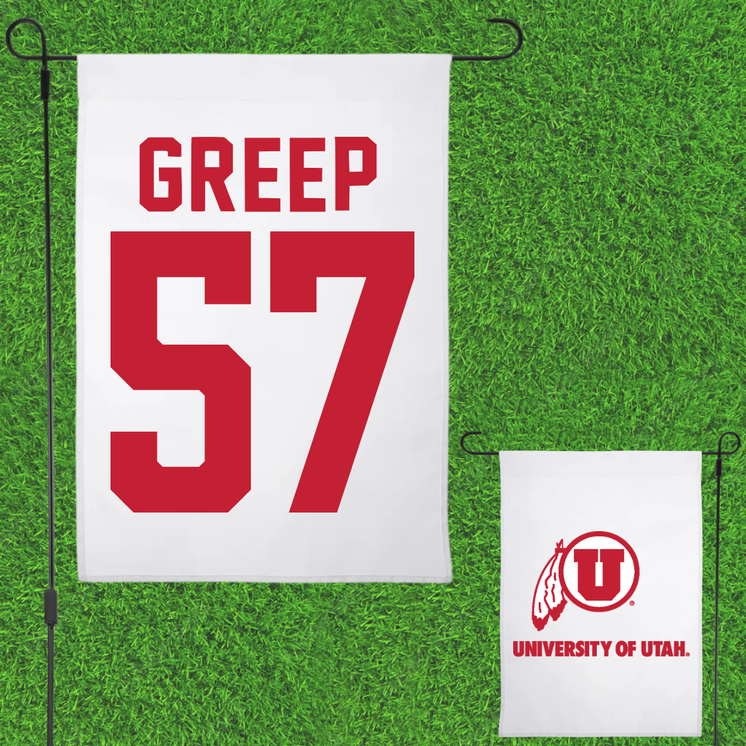 University of Utah Football White Garden Flag - #57 JT Greep