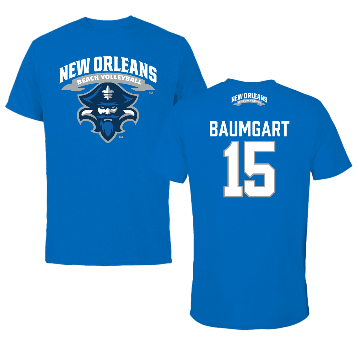 University of New Orleans Beach Volleyball Blue Tee - #15 Serena Baumgart