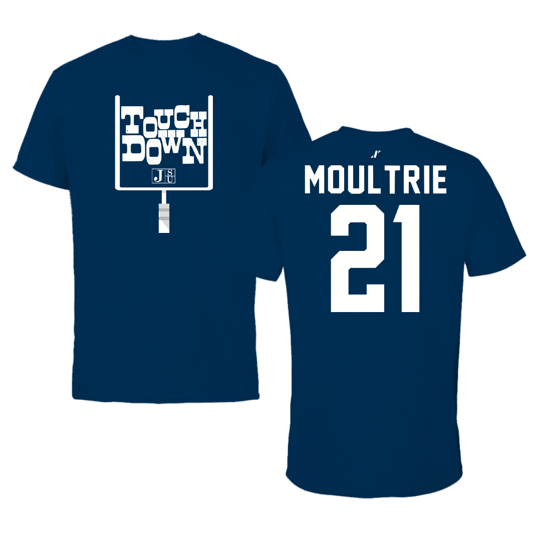 Jackson State University Football Navy Touchdown Performance Tee - #21 Desmond Moultrie