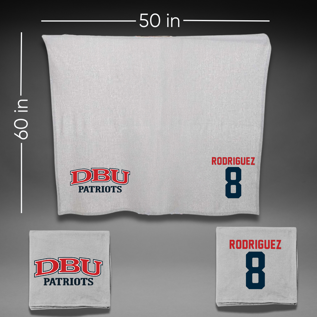 Dallas Baptist University Lacrosse Gray Blanket - #8 Brandon Rodriguez