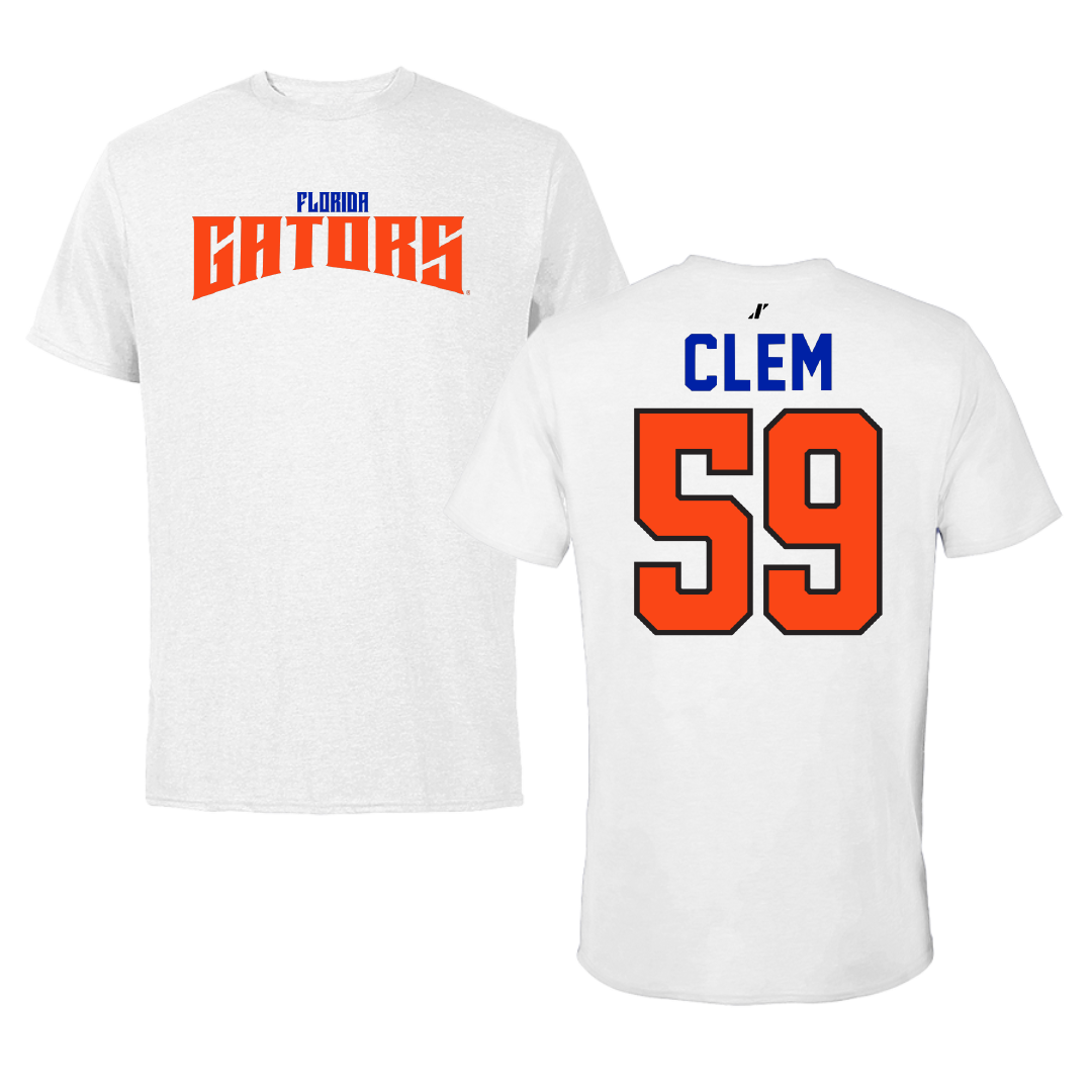 University of Florida Football White Classic Performance Tee - #59 Hayden Clem