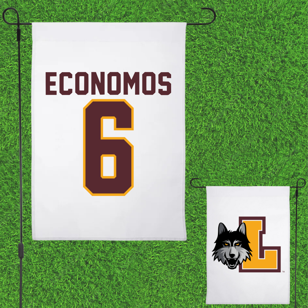 Loyola University-Chicago Soccer White Garden Flag - #6 Meghan Economos