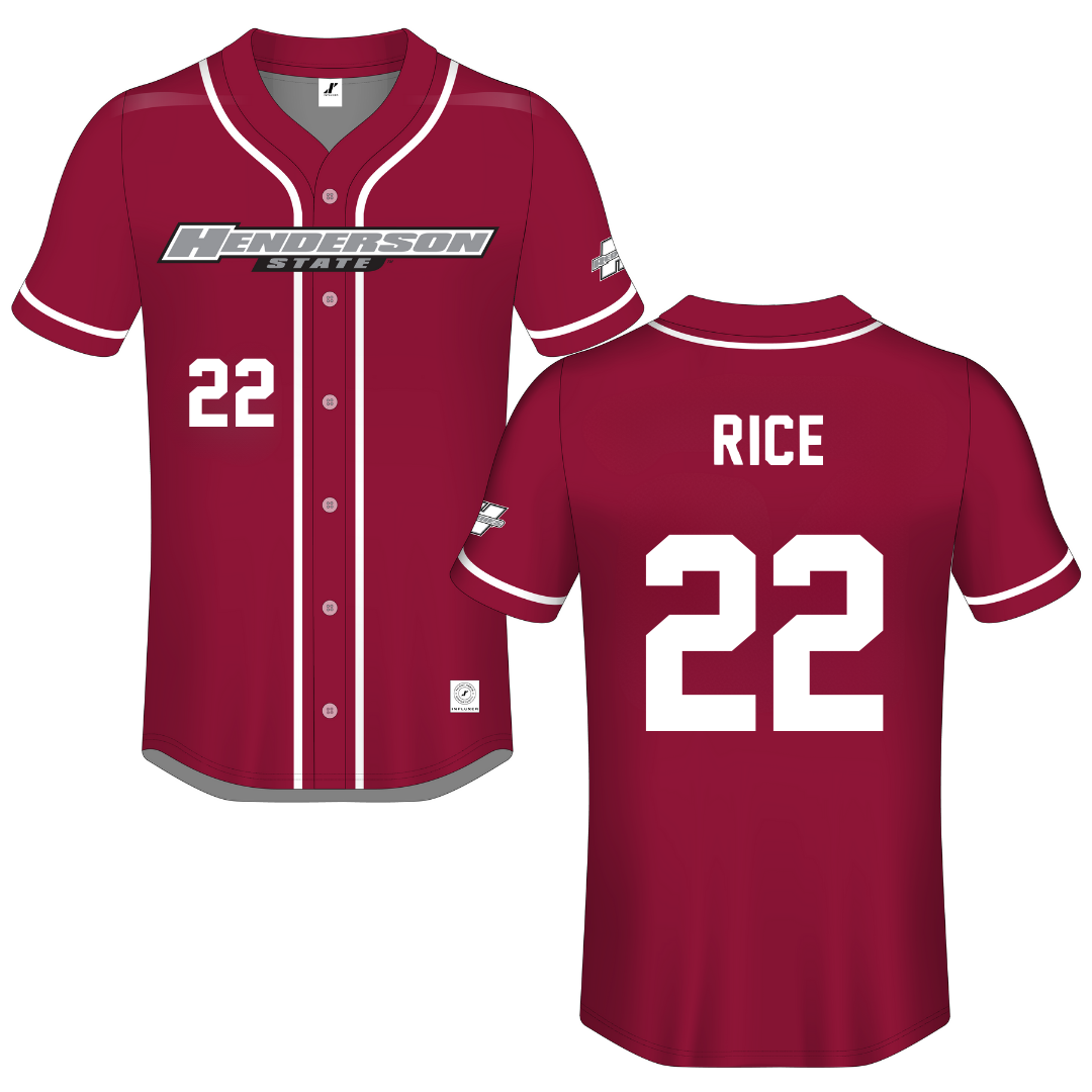 Henderson State University Red Button-Down Jersey - #22 Luke Rice