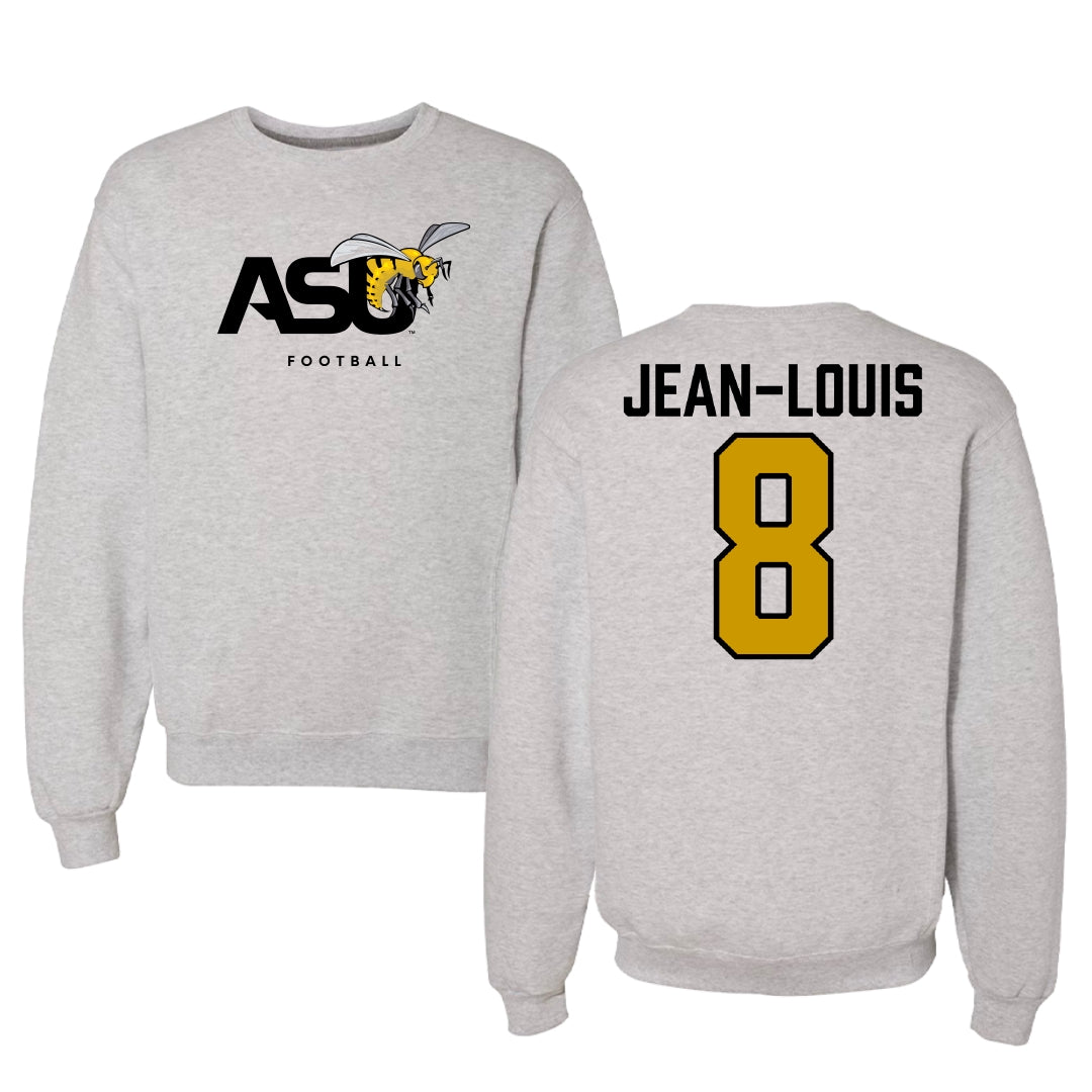 Alabama State University Football Light Gray Crewneck - #8 Rhoody Jean-Louis