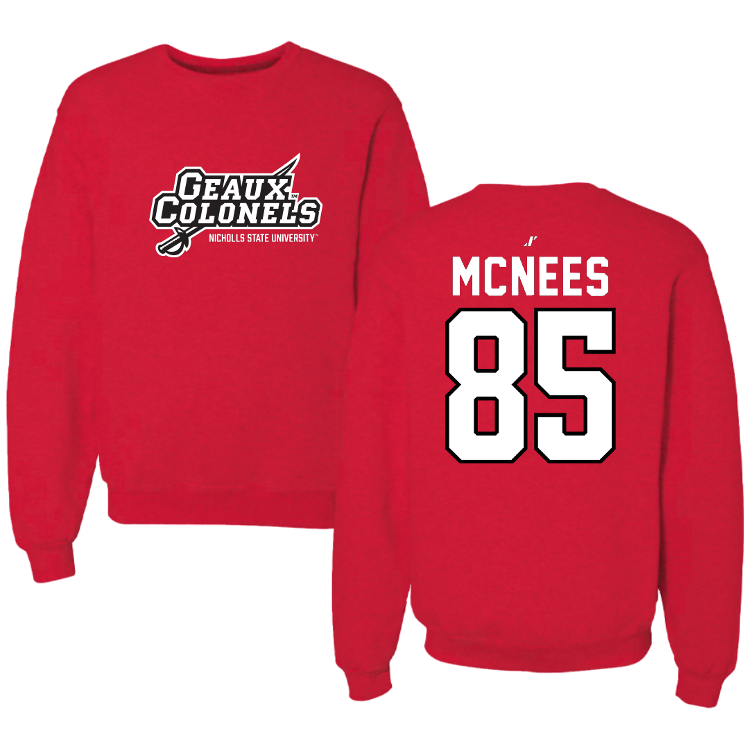 Nicholls State University Football Red General Crewneck - #85 Christian Mcnees