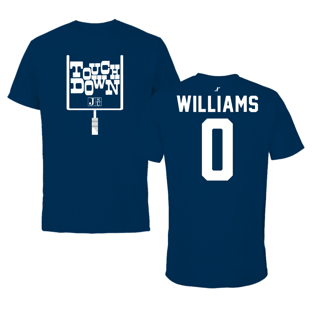 Jackson State University Football Navy Touchdown Performance Tee - #0 Jeremiah Williams