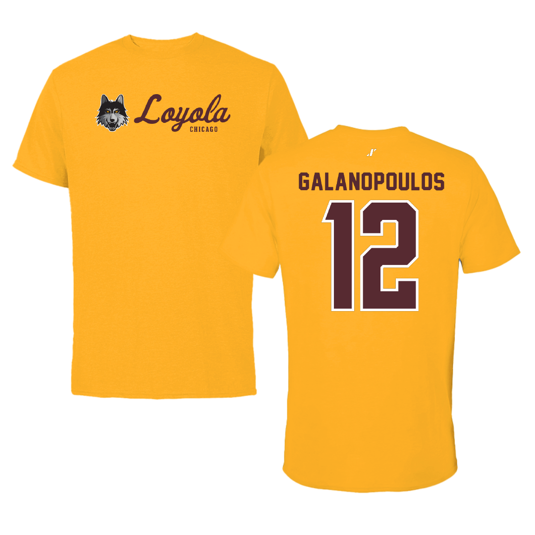 Loyola University-Chicago Basketball Gold General Performance Tee - #12 Sam Galanopoulos