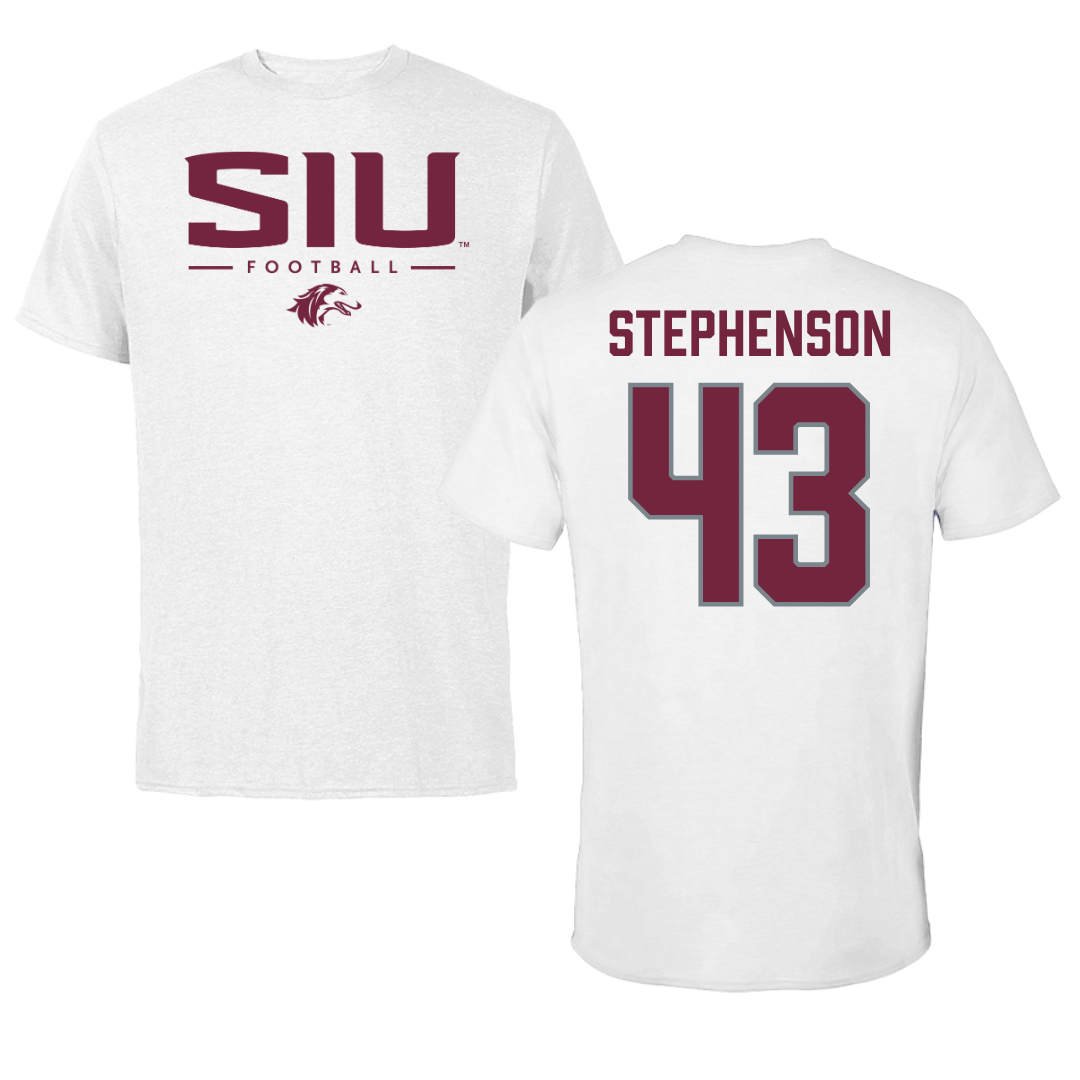 Southern Illinois University at Carbondale Football White Performance Tee - #43 Cade Stephenson
