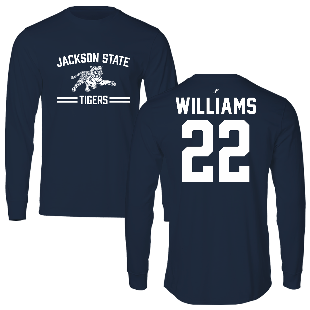 Jackson State University Baseball Navy General Long Sleeve - #22 Isaiah Williams