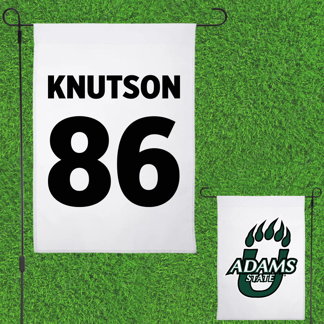 Adams State University Football White Garden Flag - #86 Kelin Knutson