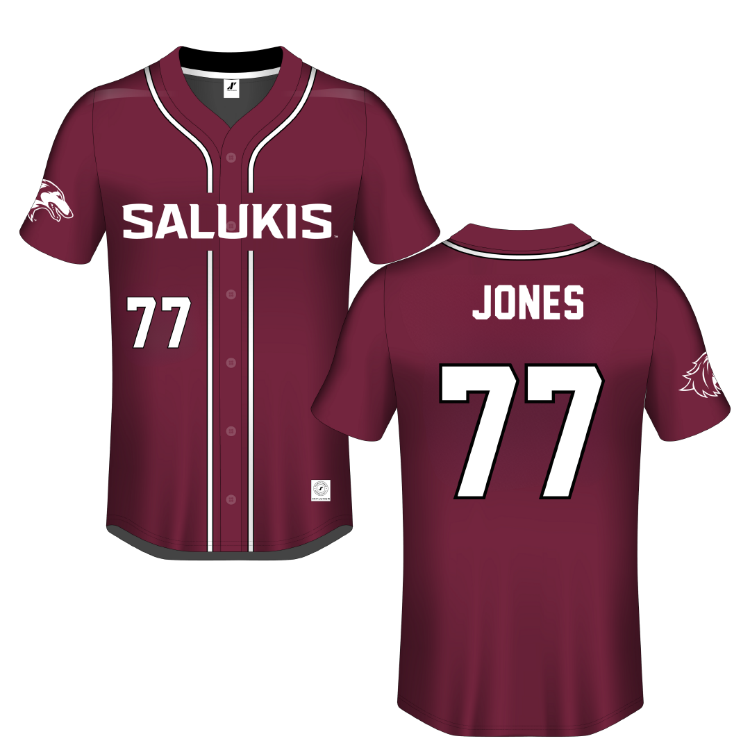 Southern Illinois University at Carbondale Maroon Button-Down Jersey - #77 Sidney Jones