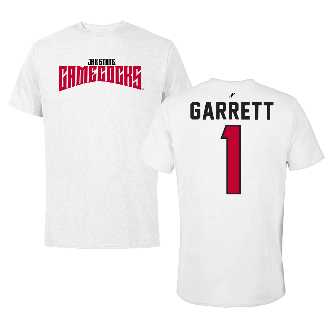 Jacksonville State University Volleyball White Classics Performance Tee - #1 Ellie Garrett