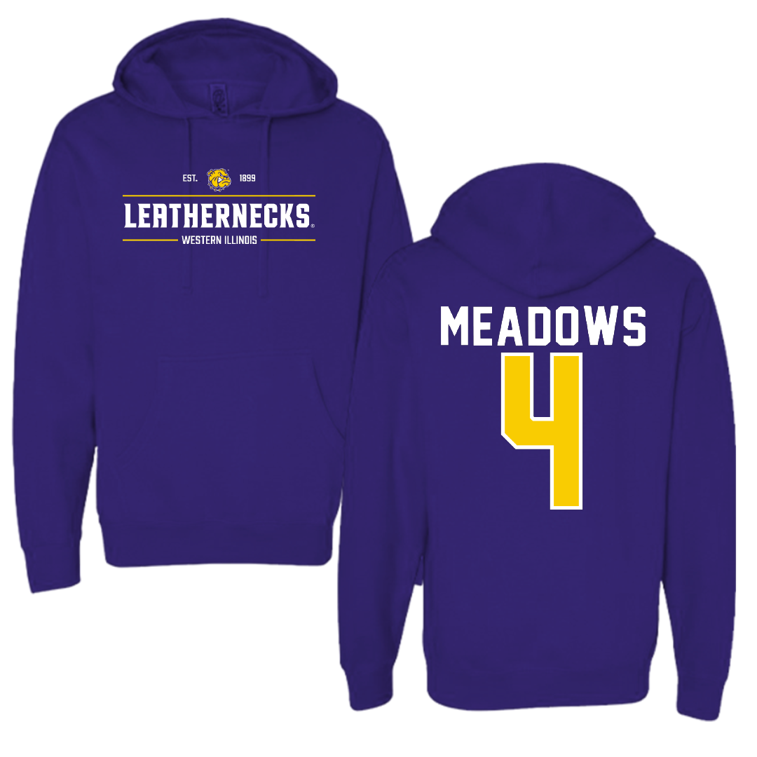 Western Illinois University Basketball Purple General Hoodie - #4 Allie Meadows