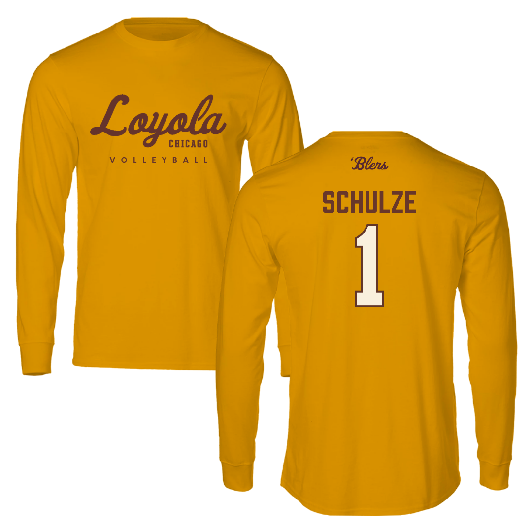 Loyola University-Chicago Volleyball Gold Performance Long Sleeve - #1 Kylie Schulze