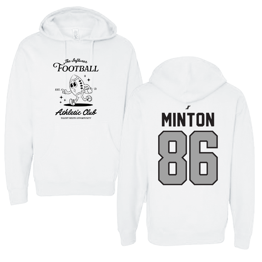Football White Influxer Athletic Club Hoodie - #86 Logan Minton