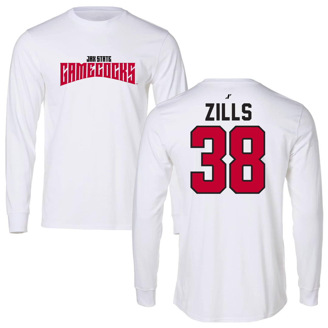 Jacksonville State University Football White Classics Long Sleeve - #38 Nate Zills