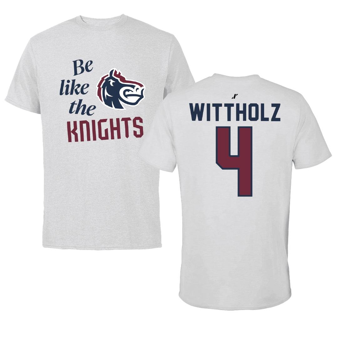 Fairleigh Dickinson University-Metropolitan Campus Volleyball Light Gray Be Like Us Performance Tee - #4 Samantha Wittholz