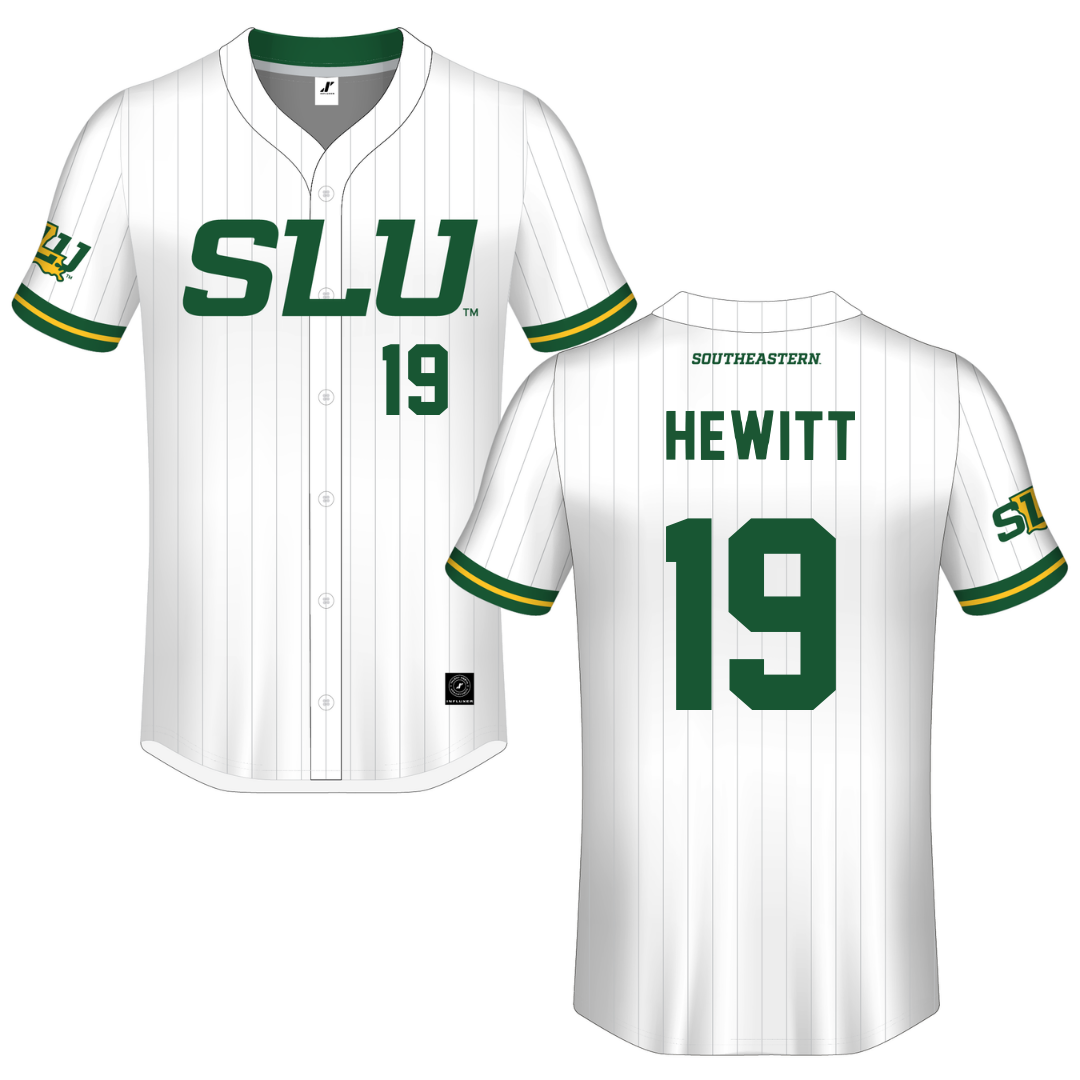 Southeastern Louisiana University White Pinstripe Button-Down Jersey - #19 Sadie Hewitt