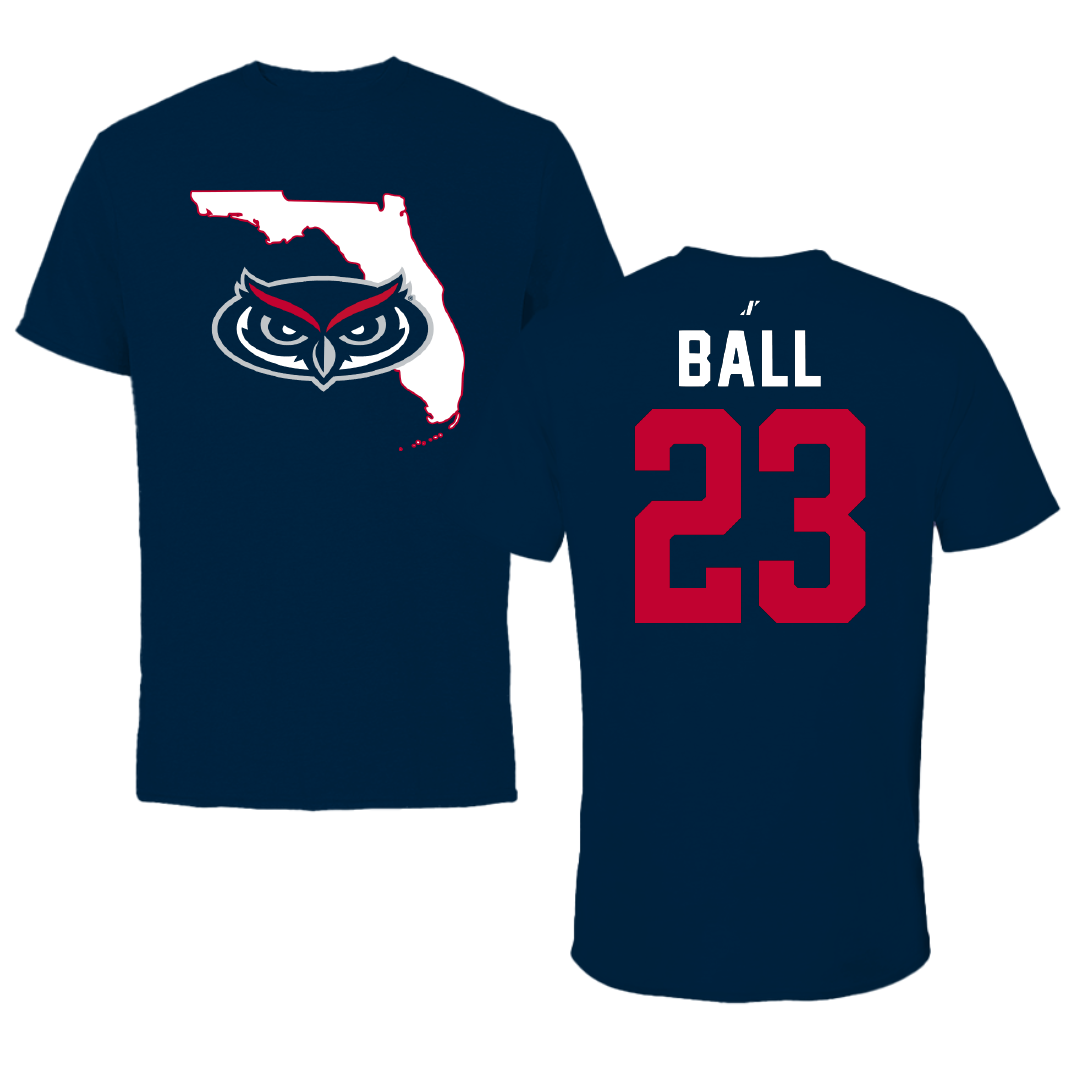 Florida Atlantic University Baseball Navy State Performance Tee - #23 Dawson Ball