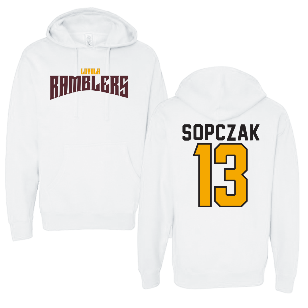 Loyola University-Chicago Softball White Classic Hoodie - #13 Teagan Sopczak