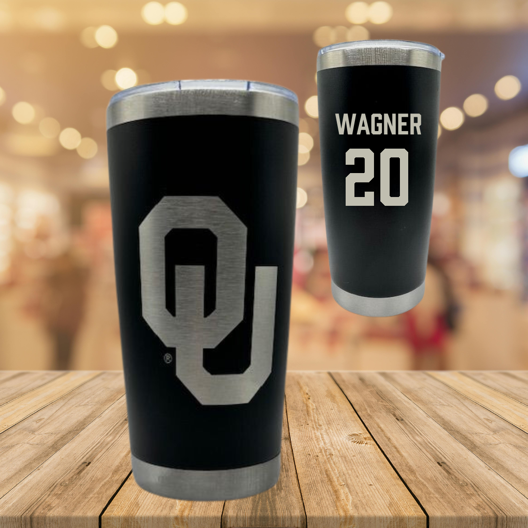 University of Oklahoma Soccer Black Stainless Steel Tumbler - #20 Chelsea Wagner