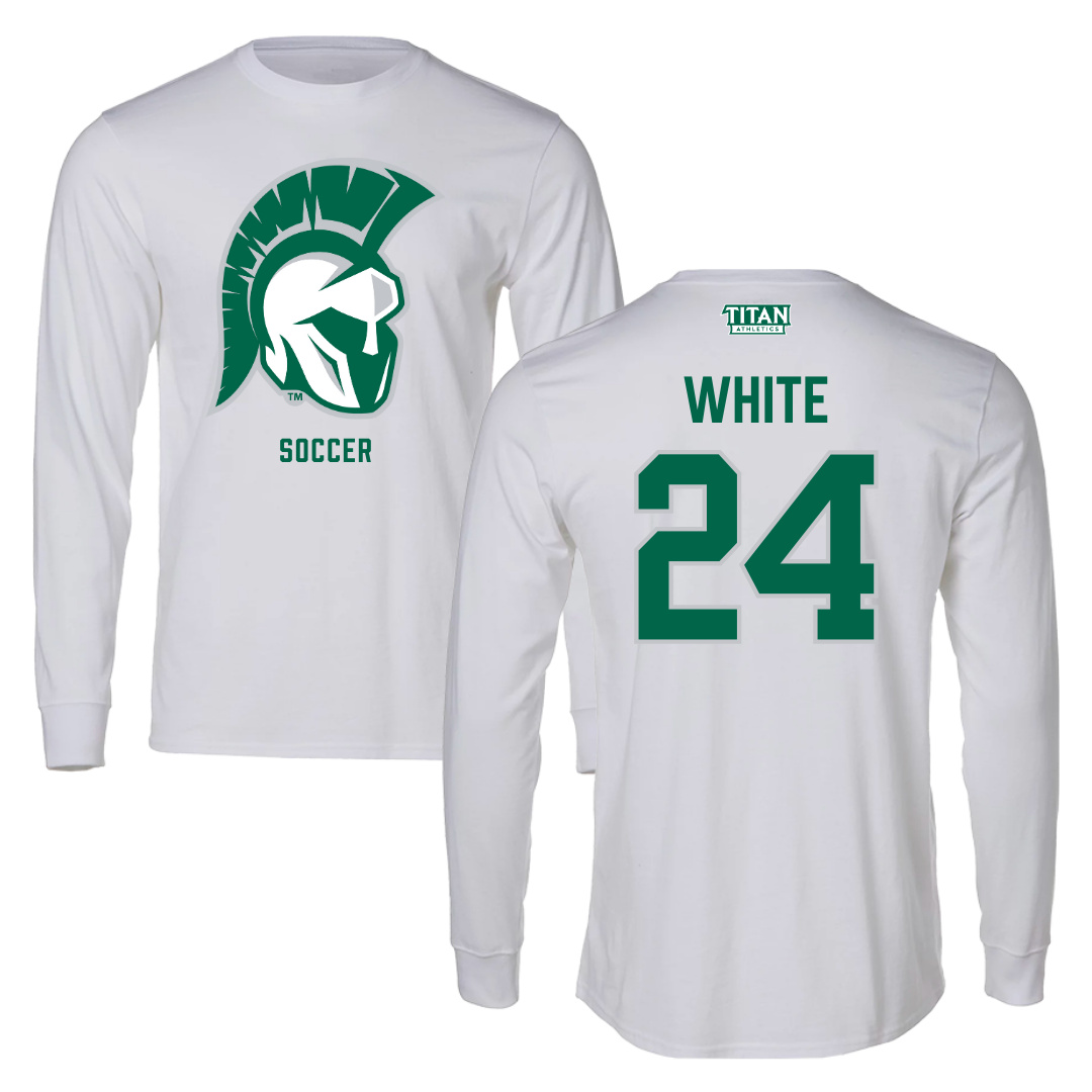 Illinois Wesleyan University Soccer White Performance Long Sleeve - #24 Sawyer White