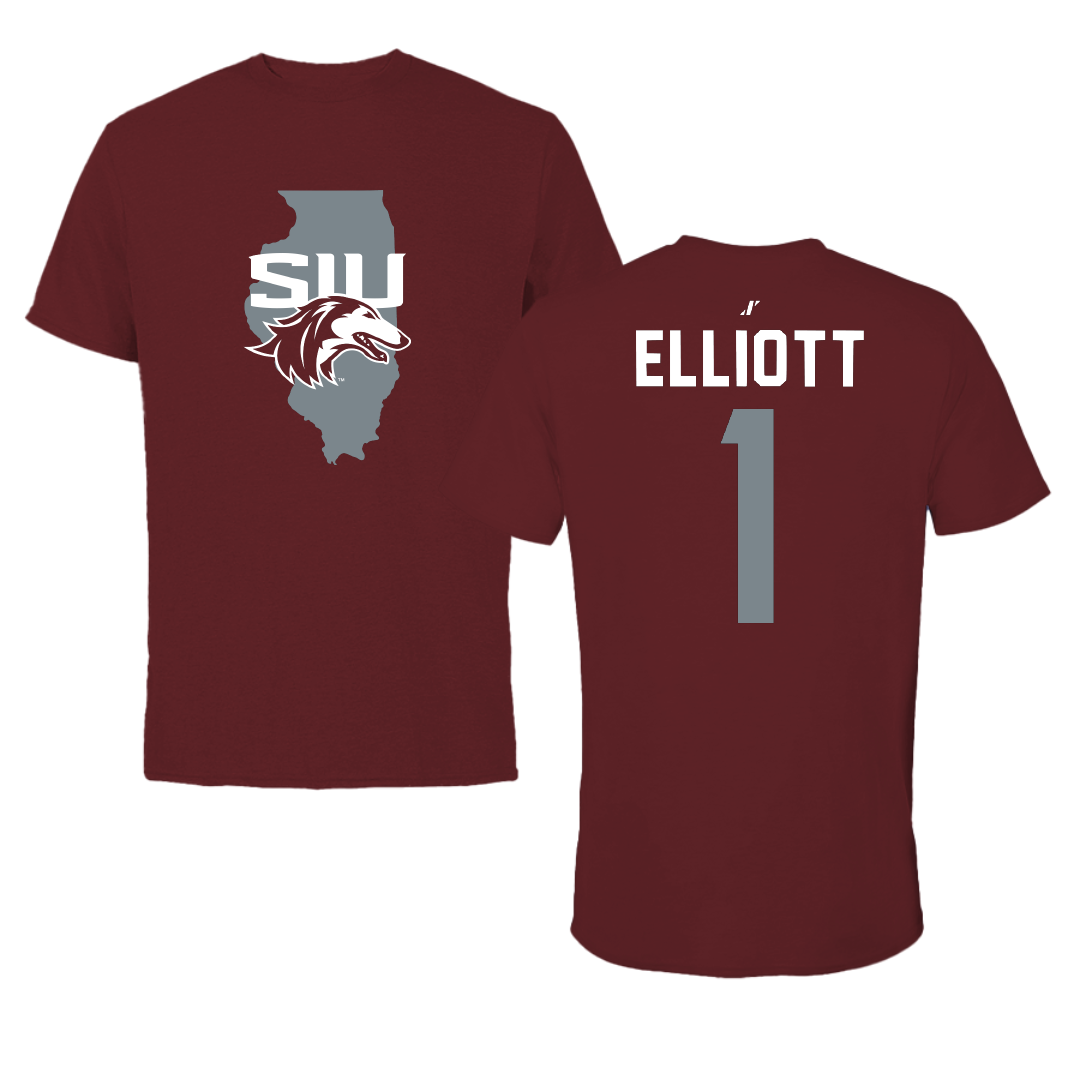 Southern Illinois University at Carbondale Football Maroon State Tee - #1 Romeir Elliott