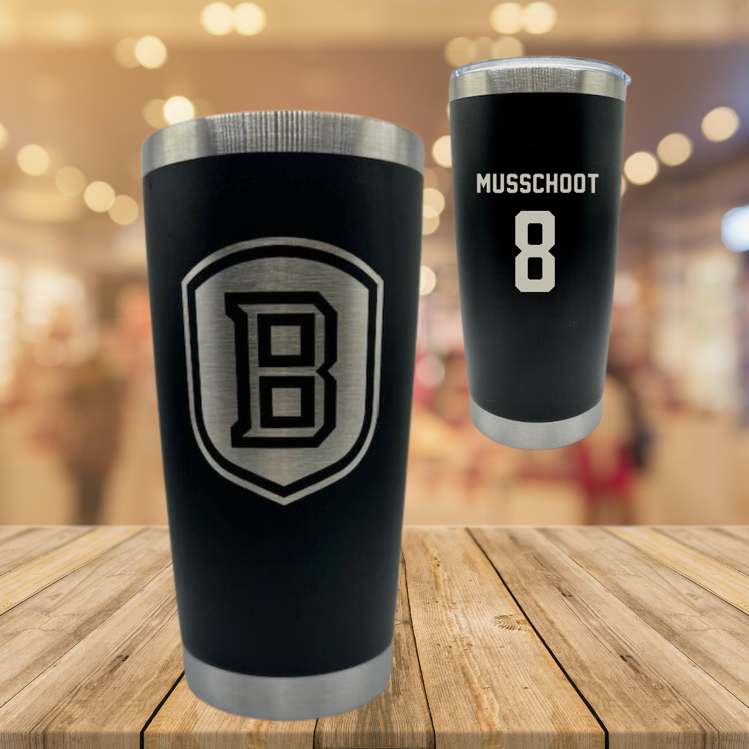 Bradley University Soccer Black Stainless Steel Tumbler - #8 Cohen Musschoot