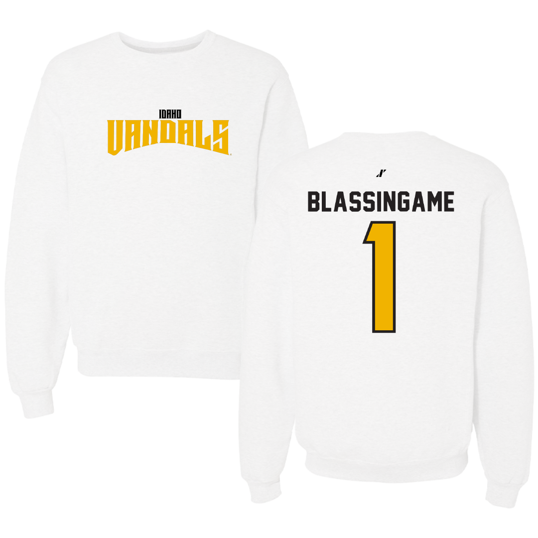 University of Idaho Basketball White Classic Crewneck - #1 Trevon Blassingame