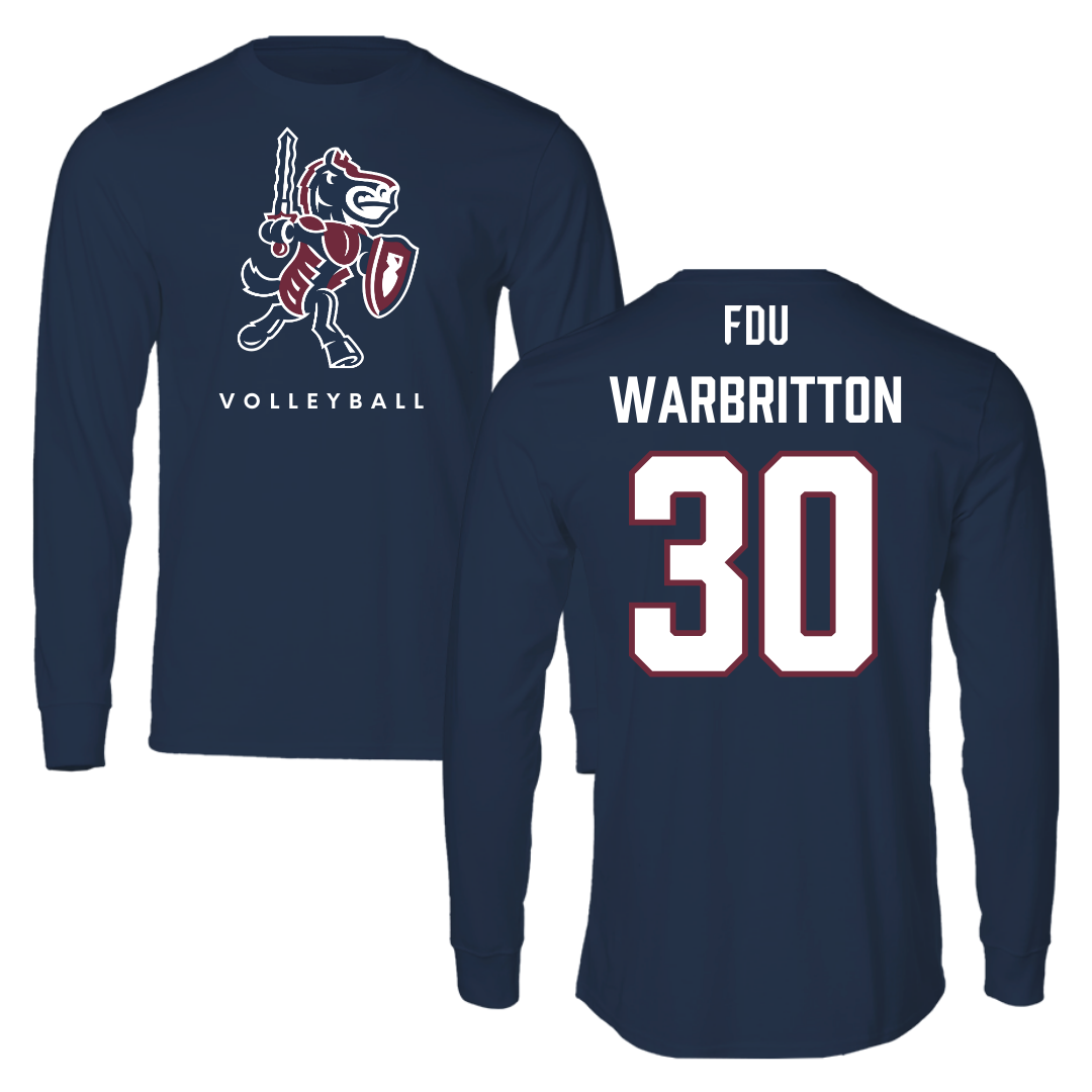 Fairleigh Dickinson University-Metropolitan Campus Volleyball Navy Performance Long Sleeve - #30 Kinsley Warbritton