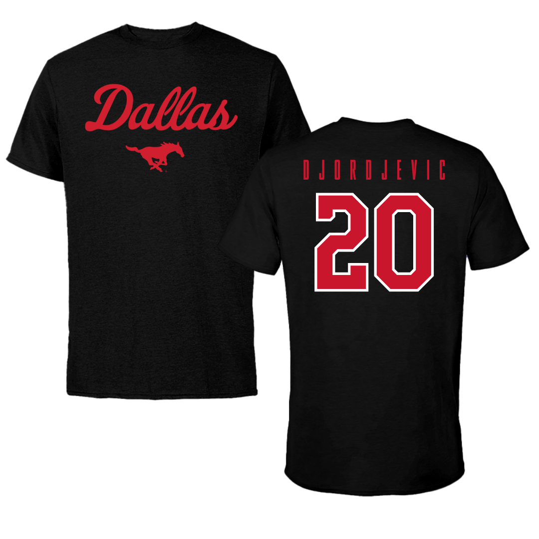 Southern Methodist University Soccer Black Dallas Performance Tee - #20 Nikola Djordjevic