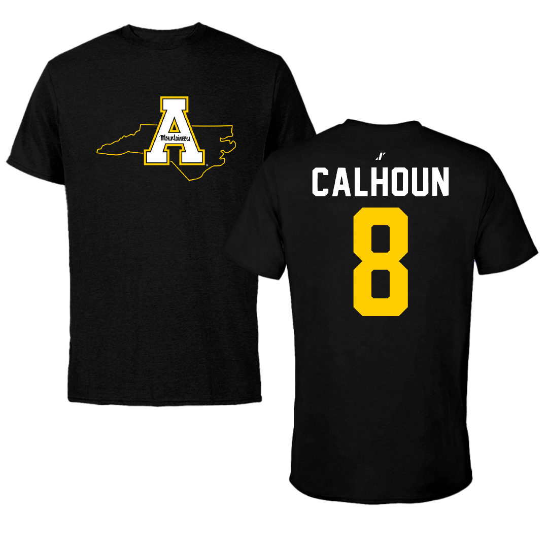 Appalachian State University Football Black State Tee - #8 Jaylon Calhoun